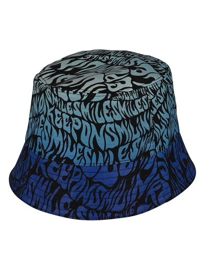 Shop Stella Mccartney Eco Printed Cotton Hat In Black/blue