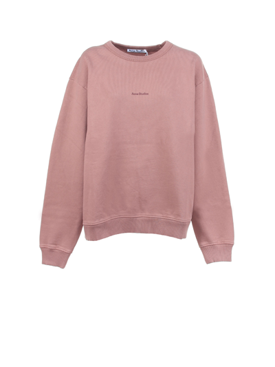 Shop Acne Studios Sweater In Cotton With Logo In Blush Pink