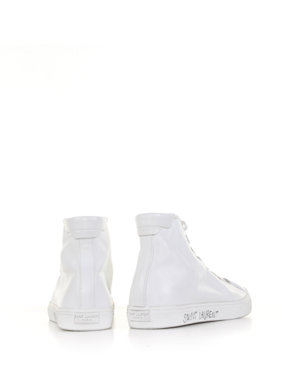 Shop Saint Laurent Malibu Mid-top Sneaker In Smooth Leather In Blanc