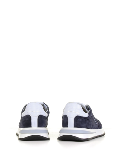Shop Philippe Model Tropez 2.1 Sneaker In Suede With Leather Details In Blu