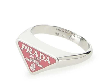 Shop Prada Triangle Logo Symbole Ring In Pink