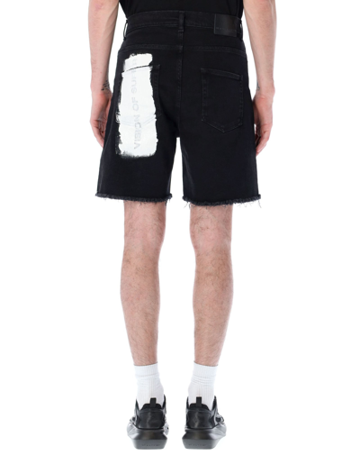 Shop Vision Of Super White Coating Denim Shorts In Black