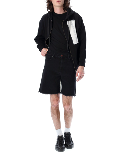 Shop Vision Of Super White Coating Denim Shorts In Black