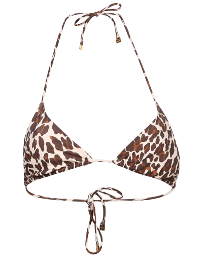 Shop Tory Burch Leopard Print Bikini Top In Multi