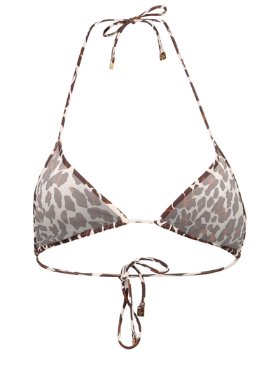 Shop Tory Burch Leopard Print Bikini Top In Multi