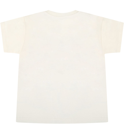 Shop Gucci Ivory T-shirt For Baby Girl With Logo
