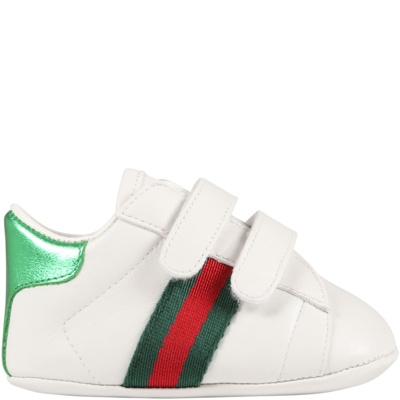 Gucci Babies' White Leather Pre-walker Shoes | ModeSens