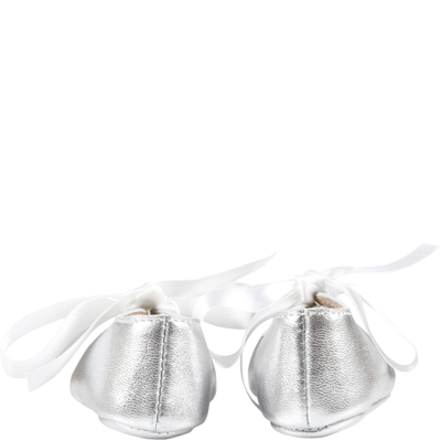 Shop Gallucci Silver Ballerina Shoes For Baby Girl