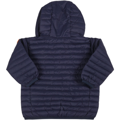 Shop Save The Duck Blue Jacket For Baby Boy With Logo