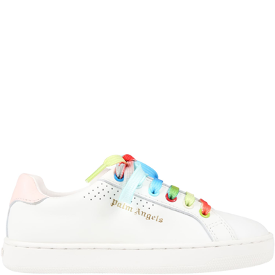 Shop Palm Angels White Sneakers For Girl With Logo