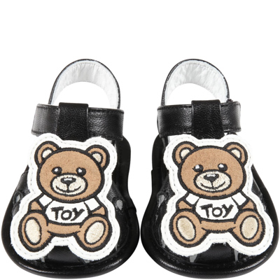 Shop Moschino Black Sandals For Babykids With Teddy Bear