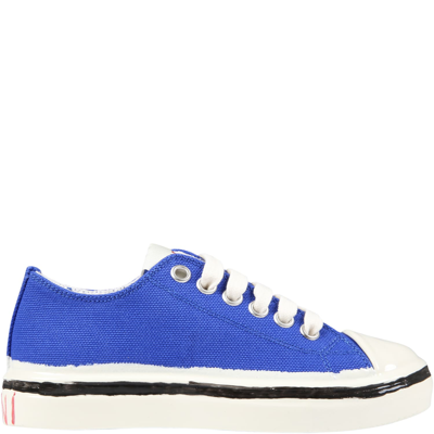 Shop Marni Blue Sneakers For Kids With Red Logo