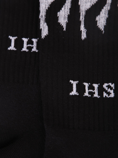 Shop Ihs Flame Print Socks In Black