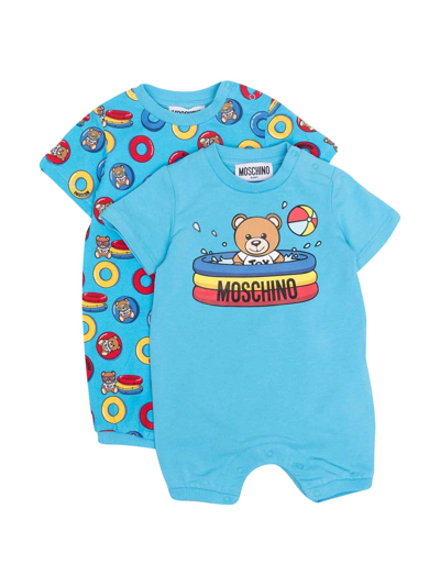 Shop Moschino Set Blue Rompers Baby Unisex In Azzuro