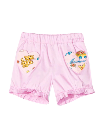 Shop Moschino Pink Newborn Shorts In Rosa