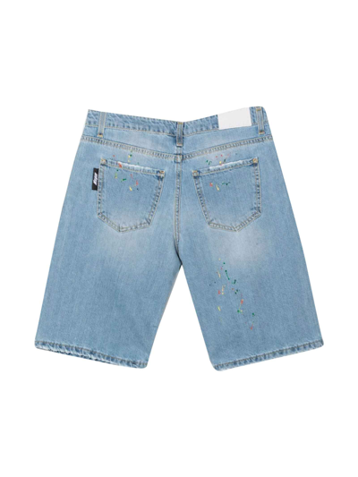 Shop Msgm Blue Denim Bermuda Shorts Boy