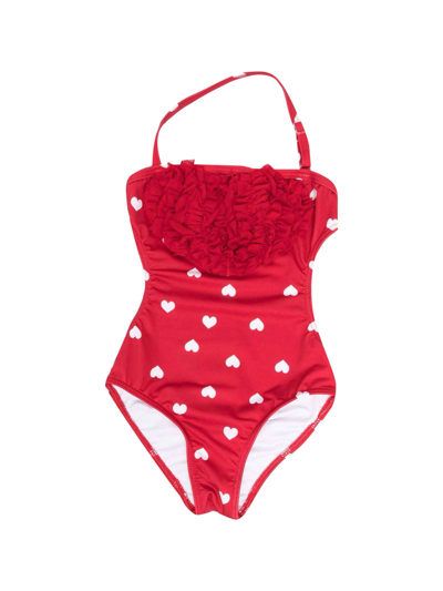 Shop Monnalisa Red Girl Swimsuit In Rosso