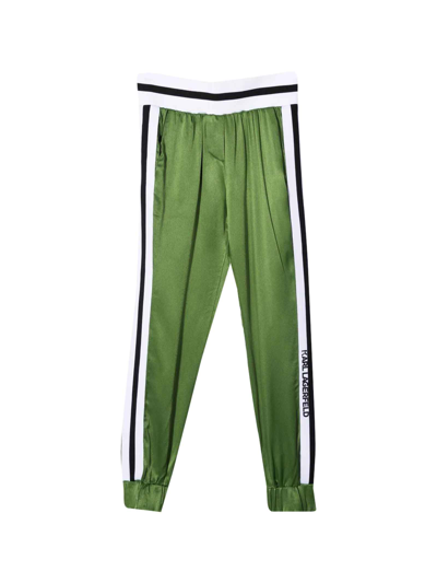 Shop Karl Lagerfeld Girl Green Trousers In Oliva