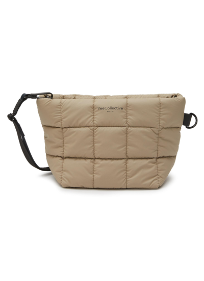 Shop Veecollective 'porter' Quilted Recycled Nylon Clutch In Neutral