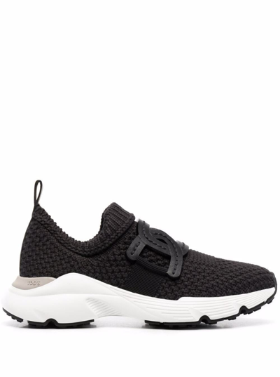 Shop Tod's Woman's Kate  Cotton Mesh Sneakers With  Chain Detail In Black