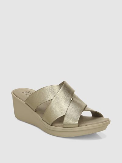 Shop Naturalizer Rowena Wedge Sandals In Warm Silver