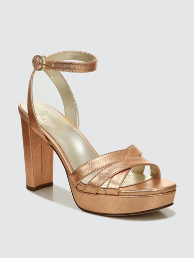 Shop Naturalizer Mallory Strappy Dress Sandals In Peach Gold