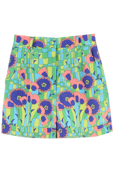 Shop Dolce & Gabbana 60s Print Gabardine Shorts In Green,blue,pink