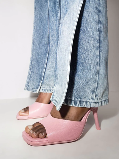 By Far Square-headed High-heeled Sandals In Pink