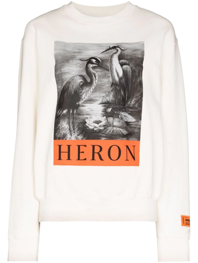 Shop Heron Preston Heron-print Crew-neck Sweatshirt In Weiss