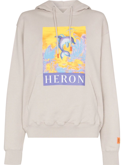 Shop Heron Preston Dolphin-print Hoodie In Neutrals