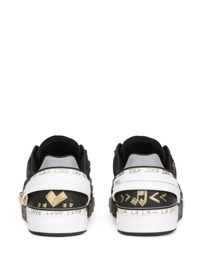 Shop Dolce & Gabbana Portofino Hand-painted Sneakers In Black
