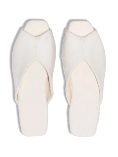 Shop Deiji Studios Open-toe Wool Slippers In Neutrals