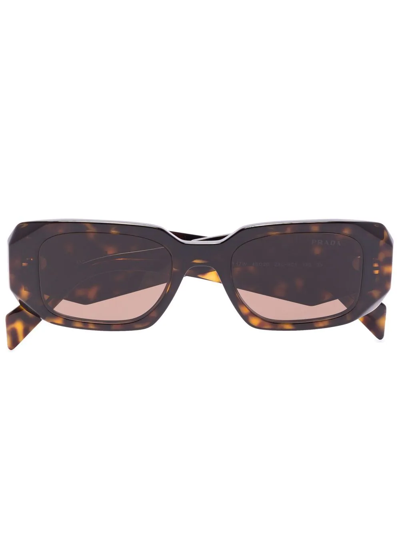 Shop Prada Tortoiseshell Square-frame Sunglasses In Braun