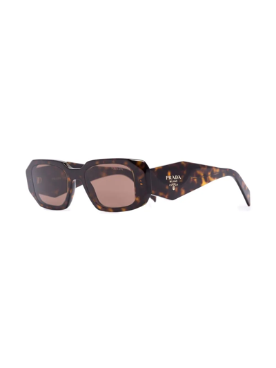 Shop Prada Tortoiseshell Square-frame Sunglasses In Braun