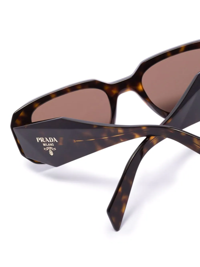 Shop Prada Tortoiseshell Square-frame Sunglasses In Braun