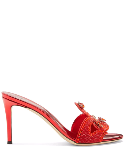 Shop Giuseppe Zanotti Lili Borea Embellished Sandals In Red