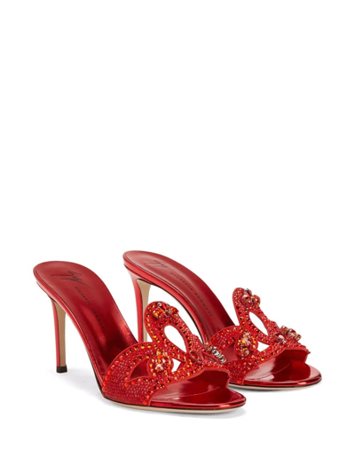 Shop Giuseppe Zanotti Lili Borea Embellished Sandals In Red