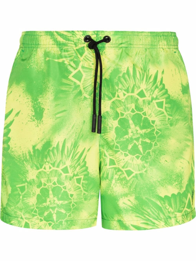 Shop Marcelo Burlon County Of Milan Kaleidoscope Wings Swim Shorts In Green