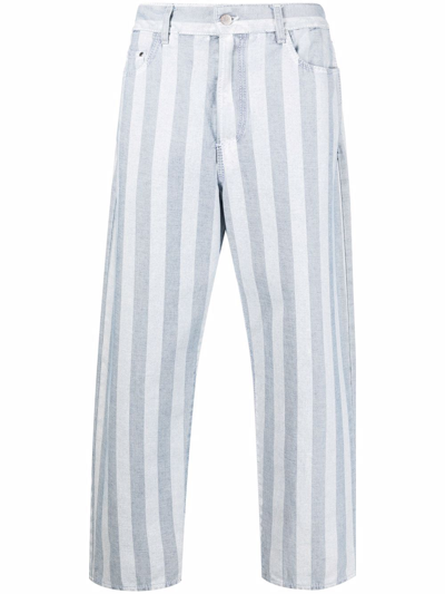 Shop Sunnei Belli Fuori Striped Wide-leg Jeans In Blue