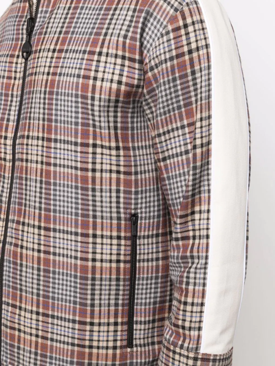 Shop Ahluwalia Check-print Zipped Jacket In Braun