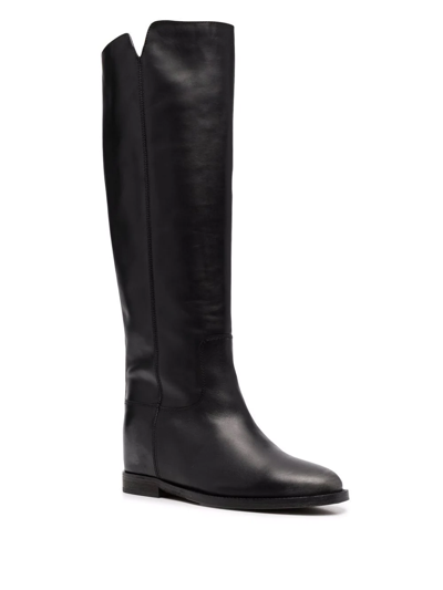 Shop Via Roma 15 Slip-on Leather Boots In Schwarz