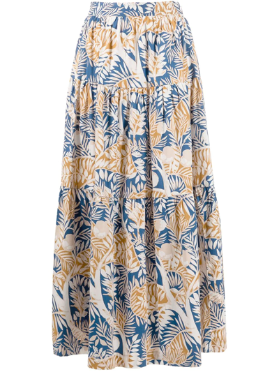 Shop Staud Abstract-pattern Maxi Skirt In Mehrfarbig