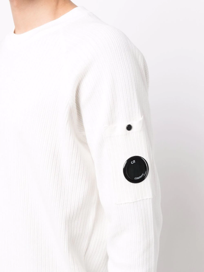 Shop C.p. Company Lens Detail Cotton Jumper In White