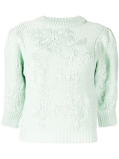 Shop Cecilie Bahnsen Chunky-knit Organic Cotton Jumper In Green