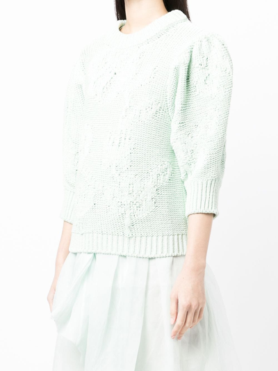 Shop Cecilie Bahnsen Chunky-knit Organic Cotton Jumper In Green
