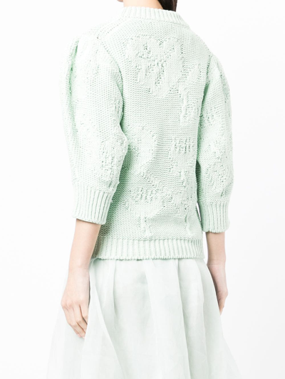 Shop Cecilie Bahnsen Chunky-knit Organic Cotton Jumper In Green