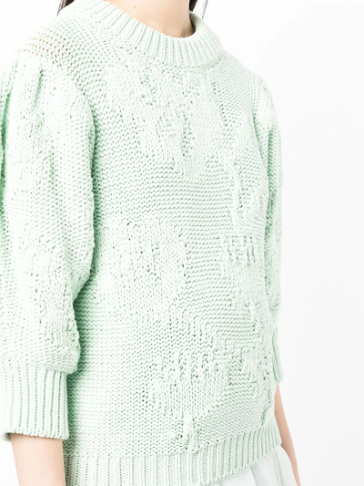 Shop Cecilie Bahnsen Chunky-knit Organic Cotton Jumper In Green