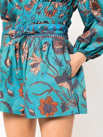 Shop Ulla Johnson Floral-print Wide-leg Shorts In Blau
