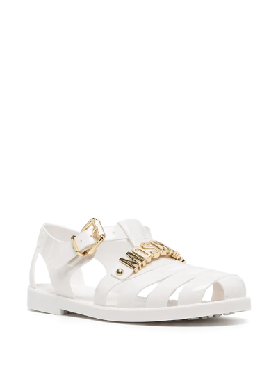 Shop Moschino Logo-plaque Jelly Sandals In White