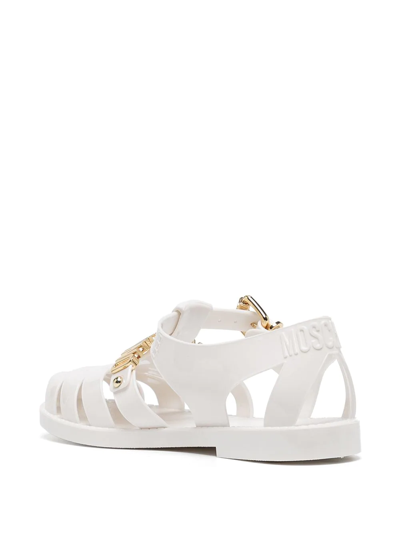 Shop Moschino Logo-plaque Jelly Sandals In White